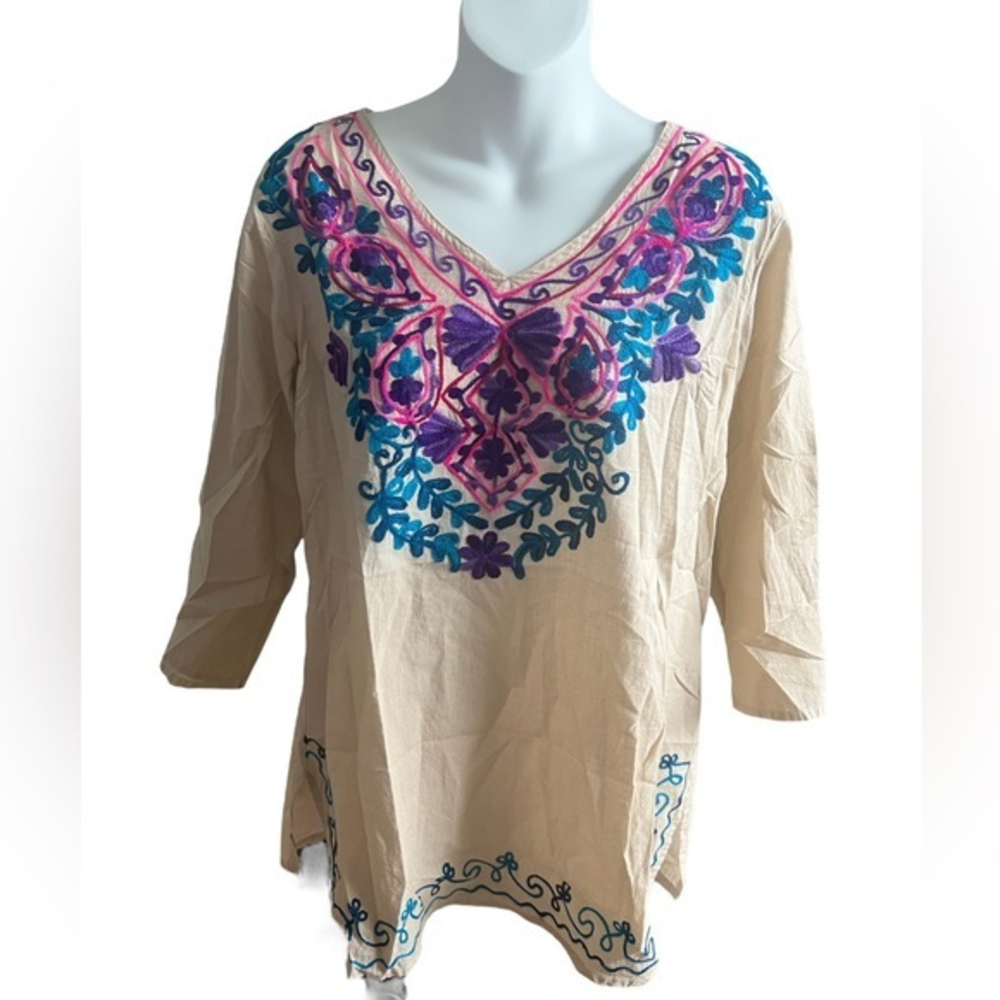Sahiba Dust Pink‎ Embroidered Tunic or Cover-Up M/L